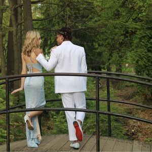 Size 0, light blue prom dress